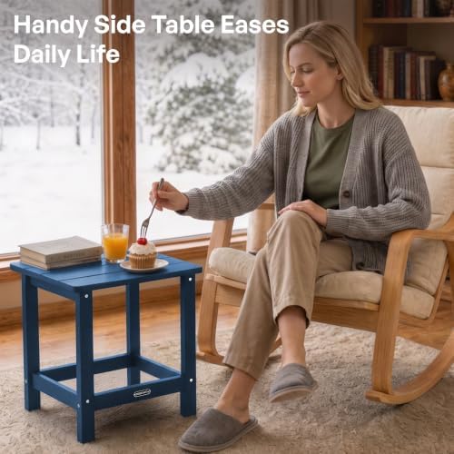 Square Outdoor Side Table, Patio End Table for Adirondack Chair, Navy