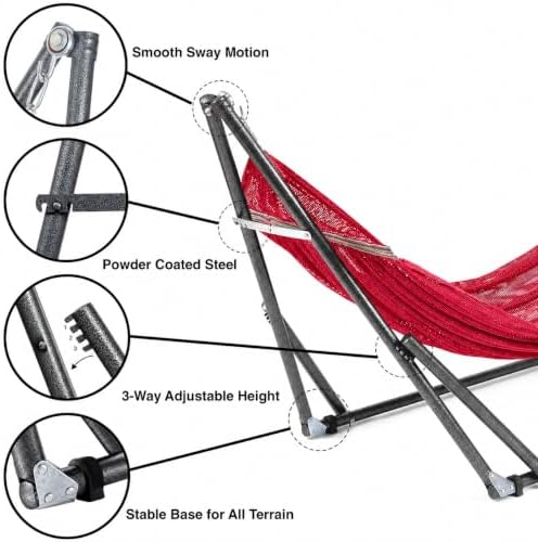 Best Home Fashion Portable Hammock with Collapsible Steel Stand, 450 lbs Capa...