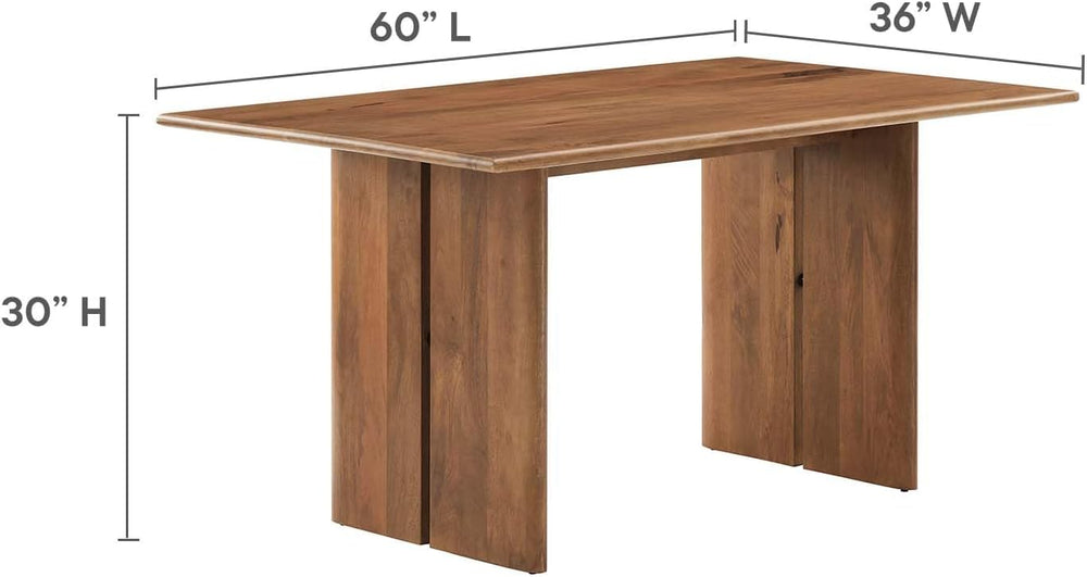 Modway Amistad 60" Solid Wood Modern Farmhouse Rectangular Dining Table ...