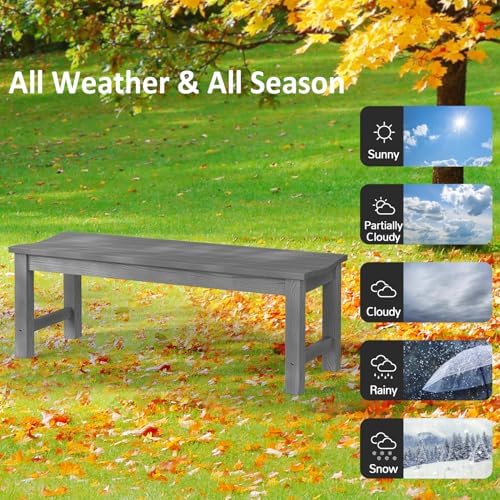 Outdoor Bench, 2-Person Patio Backless Bench Holds up to 800lbs, Weatherproof...
