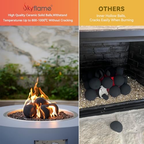 Skyflame 12PCS Black Ceramic Fireplace Balls, Mixed of 4 Sizes