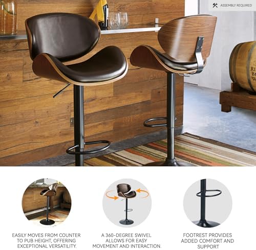 Signature Design by Ashley Adjustable Height Swivel Bar Stool, Dark Brown