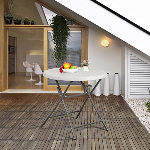 SUPER DEAL 32in Cocktail Table, Indoor Outdoor Portable High Top Table, Plast...