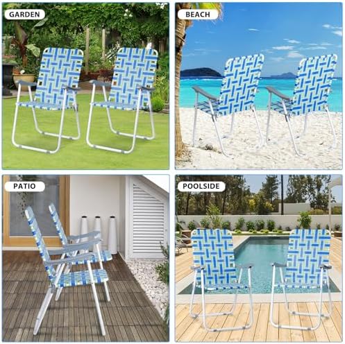 ZENY Beach Chairs, Patio Folding Lawn Chairs Outdoor Webbed Folding Chairs