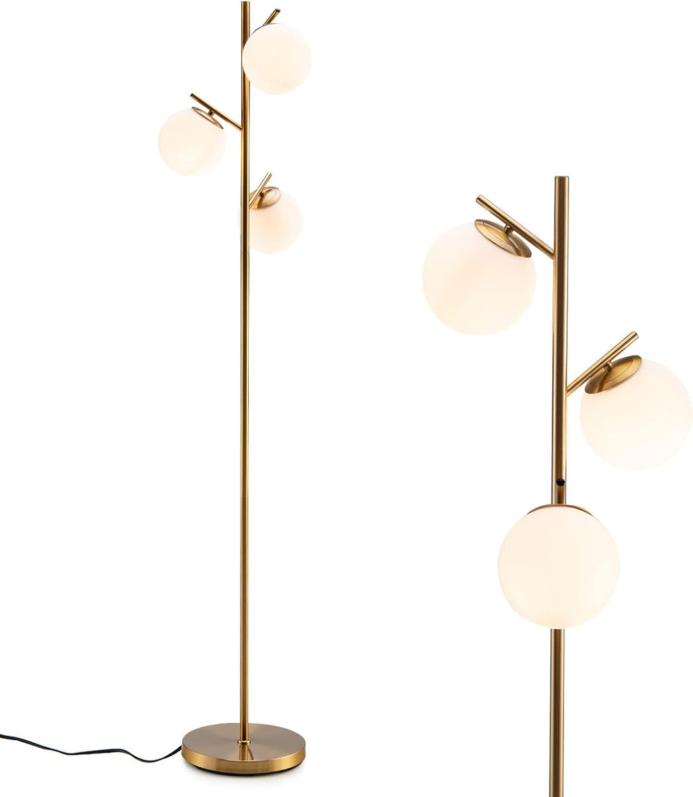 Tangkula 3-Globe Floor Lamp, Modern Freestanding Lamp w/Foot Switch & 3 E...