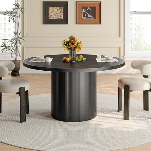 ONBRILL 47 Inch Round Dining Table for 4-6, Black