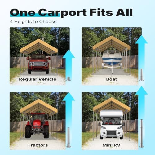 ADVANCE OUTDOOR 10x20 ft Heavy Duty Carport Potable Car Canopy Garage Party T...