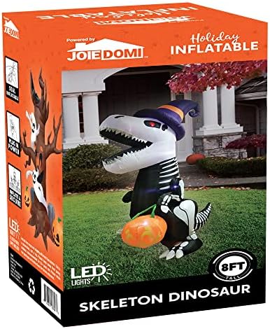 Joiedomi 8 FT Halloween Inflatable Skeleton Dinosaur with Pumpkin & Built...