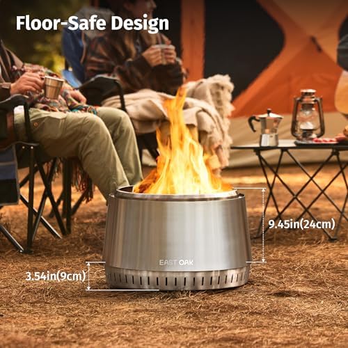 East Oak Fuoco 21 Inch Smokeless Fire Pit, Outdoor Wood Burning Bonfire Firep...