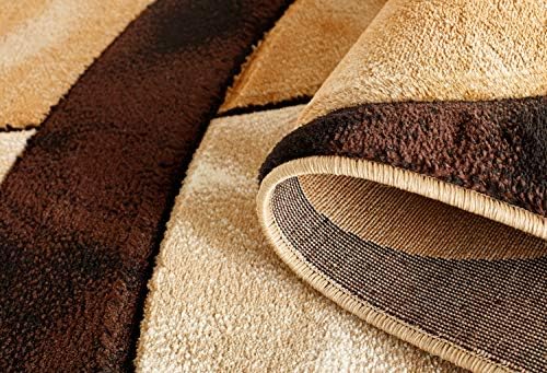 GLORY RUGS Area Rug Modern 4x6 Brown Circles Geometry Soft Hand Carved Contem...