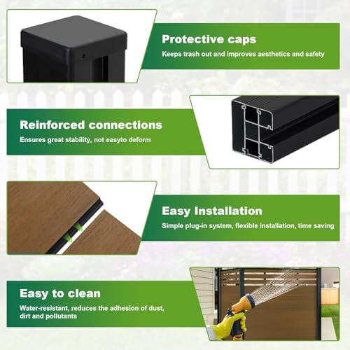 Mondaria Privacy Fence for Outside, 6ftx7.6ft Outdoor Privacy Panels with 1 I...