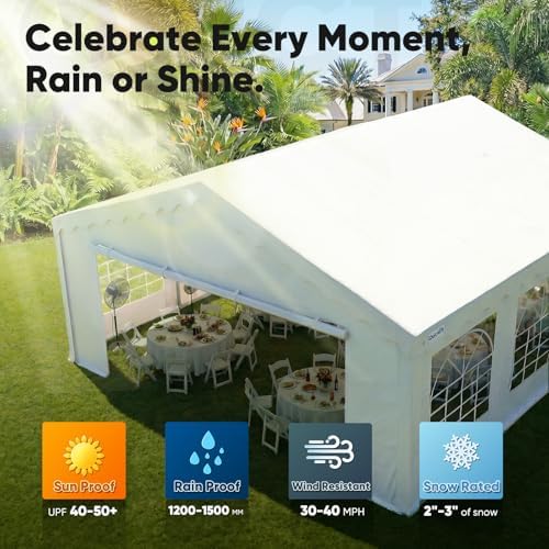 Quictent 20x30 Heavy Duty White Party Tent with Storage Bags
