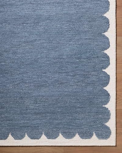Hauteloom Kazuto Wool Living Room, Bedroom Area Rug - Scalloped Border Plain ...