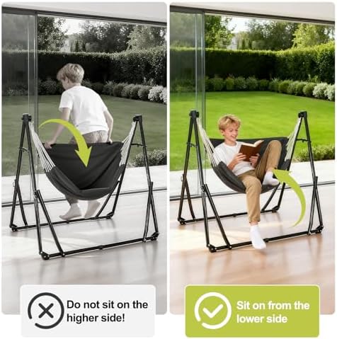 2-in-1 Hammock Chair with Stand, Portable Hammock, Black