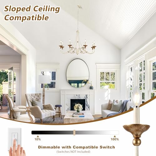 37.4" Large French Country Chandelier, 8-Light Farmhouse Chandelier for ...