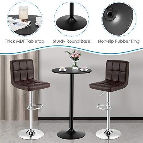COSTWAY 3-Piece Bar Table Set, Counter Height Table Set with 2 Bar Stools