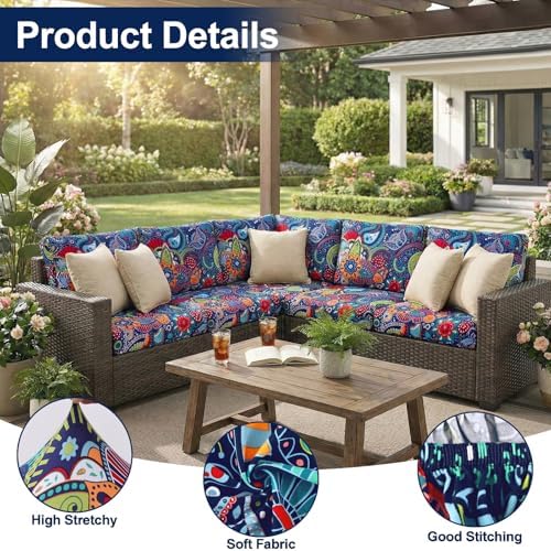 Smiry Waterproof Patio Cushion Covers, Stretch Outdoor Furniture Covers