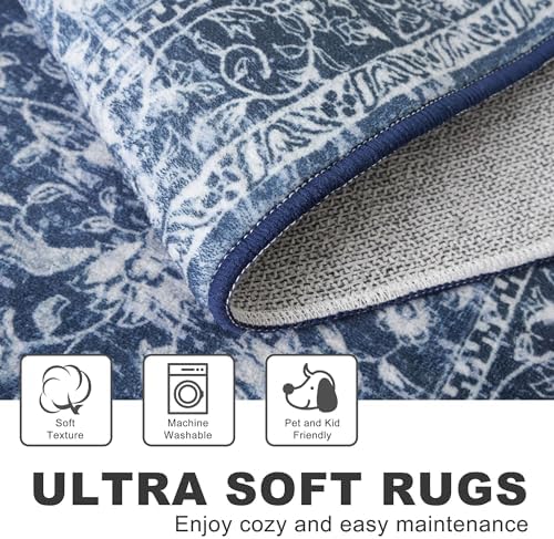 KILOCOCO Area Rug 9x12 ft Living Room Rug Washable Rugs Non Slip Rugs, Blue