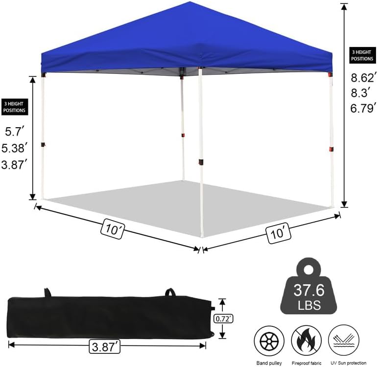 Northroad 10x10ft Pop Up Canopy, Popup Outdoor Canopy Tent with Wheeled Carry...