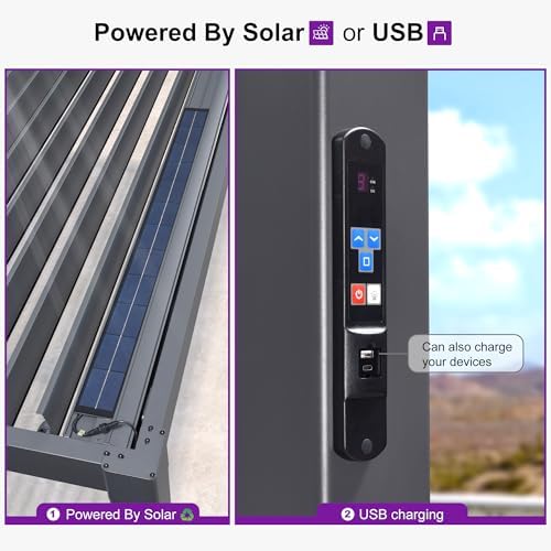 PURPLE LEAF 92KS Louvered Pergola 11.5' x 23.5' with LED Strip Light,...