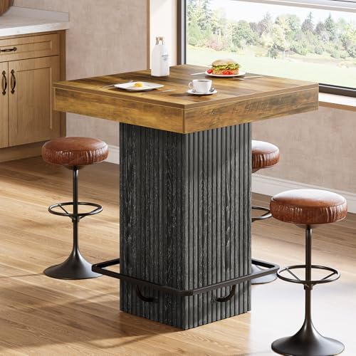 Tribesigns Square Bar Table, Kitchen Dining Table, Industrial Counter Height ...