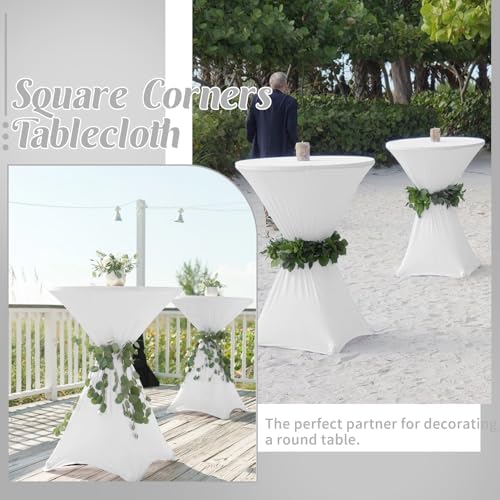 HAISIWLKJ 8 Pack Cocktail Table Covers 32x43 Inch Fitted Stretch Spandex Squa...