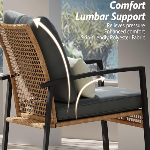 3 Piece Patio Rocking Chairs Set of 2, Outdoor Rocking Chair Bistro Set with ...