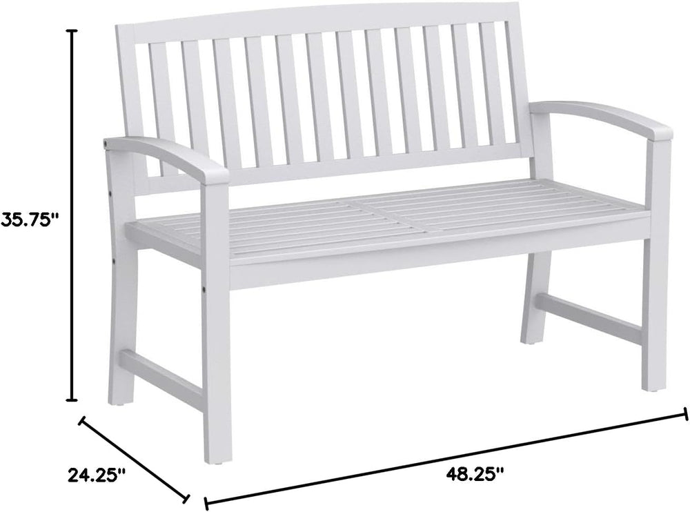 Christopher Knight Home Loja Outdoor Acacia Wood Bench, Pu White