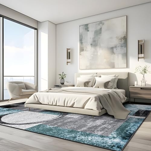 Rugshop Circle Design Contemporary Fade-Resistant Area Rug Gray 12' x 15&...