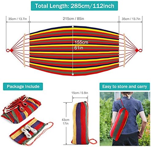 Outerman 275 x 155 cm Camping Hammock, Hammocks Thickened Canvas Fabric with ...