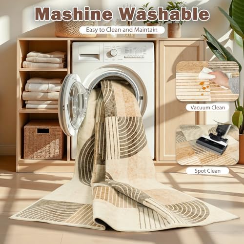 8x10 Area Rugs Washable Living Room Rug - Non-Slip Carpets Modern Rug