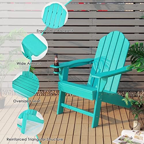 GIANTEX Set of 2 Adirondack Chair Outdoor Fire Pit Chairs, HDPE Weather Resis...