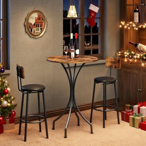 CHOEZON Bar Table, Round High Top Table, Home Counter Height Table, for Kitch...