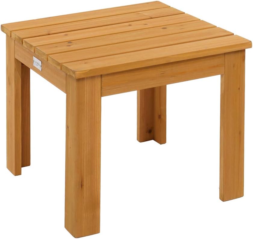 VINGLI Outdoor Wooden Side Table, Square Patio Side Table, Small Outdoor Tabl...