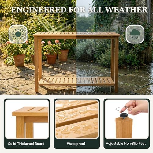 48" Narrow Outdoor Console Table, Sofa Buffet Serving Patio Table