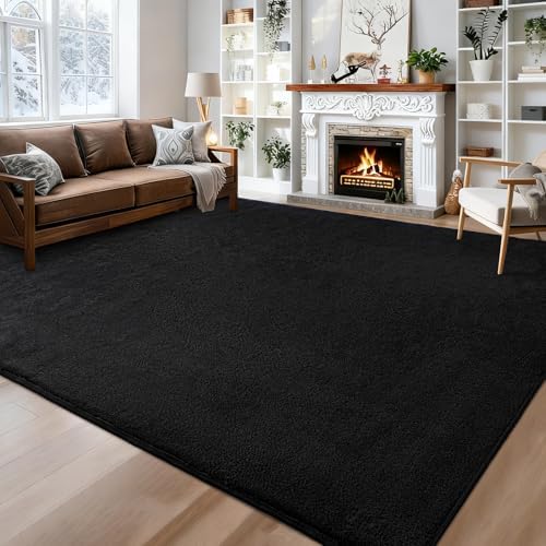 Large Area Rugs for Living Room Bedroom 6x9 Black Rug Ultra Soft