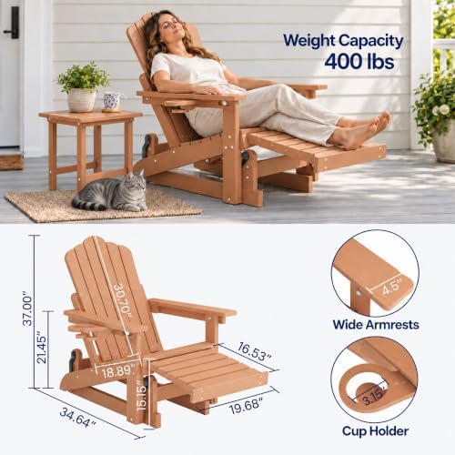 Adirondack Glider Chairs Set of 2,with Retractable Ottoman,Adjustable Back