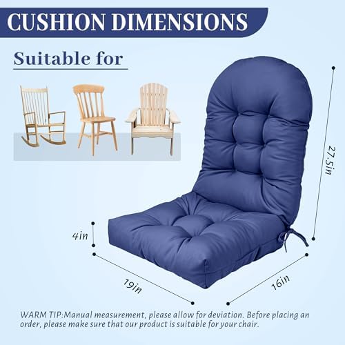 Thickened High-Back Adirondack Rocking Chair Cushion Blue