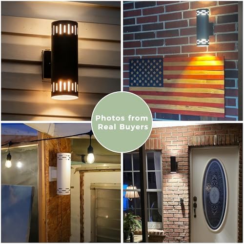 JYV 12'' Outdoor Wall Lights 2Pack, Up and Down Cylinder Sconce, Black