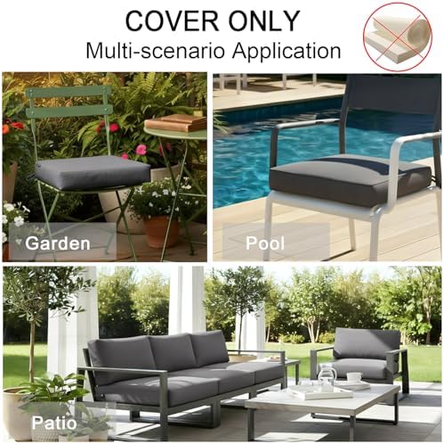 NettyPro Patio Cushion Covers Replacement Set 4 Water Repellent UV Resistant ...