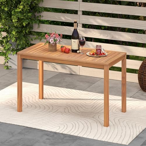 Tangkula Acacia Wood Outdoor Dining Table for 4-6
