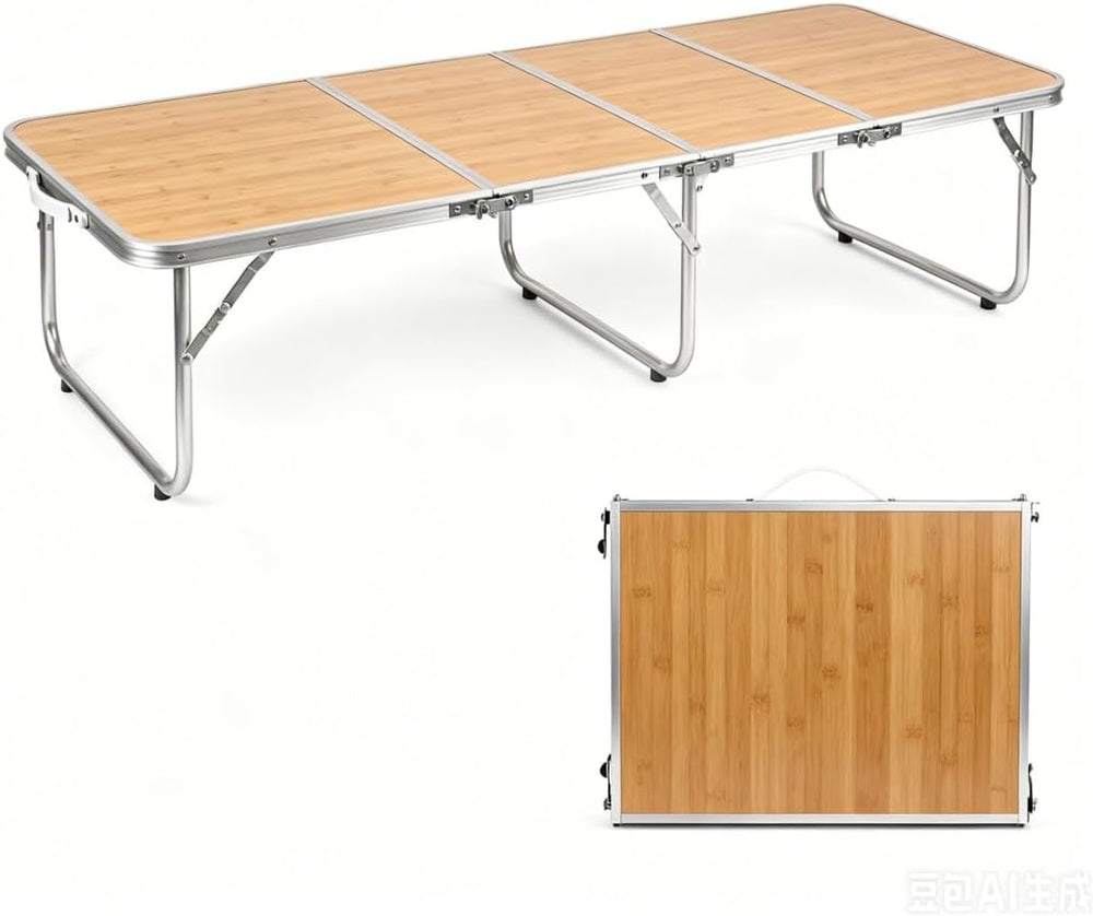 Moosinily Small Camping Table 4FT Folding Picnic Table Foldable Low Camp Tabl...