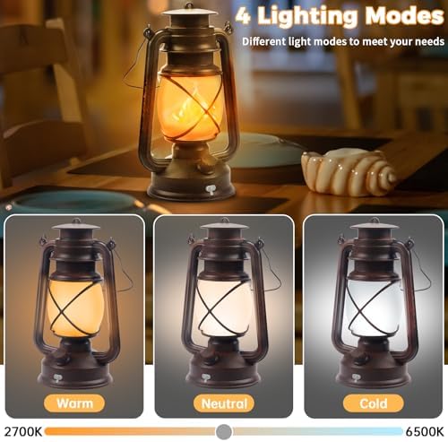 2 Pack Bronze Vintage 4 Modes Rechargeable Lanterns with Remote Control
