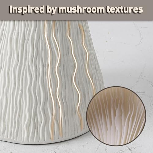 SUNBURY White Outdoor Side Table,Concrete End Table Set of 2,Mushroom Shape