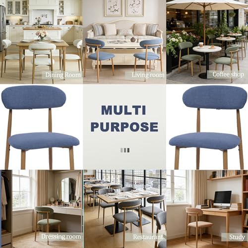 FREKEN Modern Upholstered Dining Chairs Set of 4, Mid-Century Metal Frame wit...