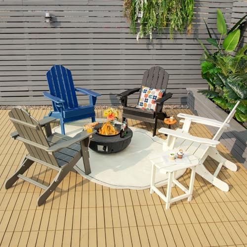 GIANTEX 2-Pack Adirondack Chair, Outdoor Folding Chairs, HDPE Weather Resista...