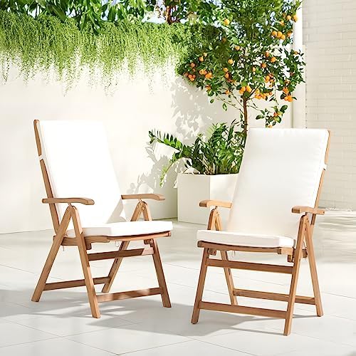 OC Orange-Casual Folding Patio Dining Chair Set of 2, Wood Chair, Beige