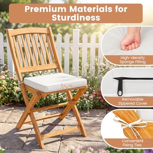 GIANTEX 3 Pieces Acacia Wood Bistro Set, Outdoor Folding Table & Chairs