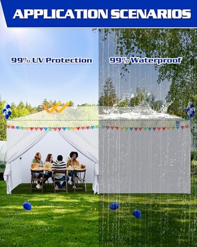 FANPAT 10x20ft Sidewalls with Door for Canopy, Black (6Pcs Sidewalls Only)