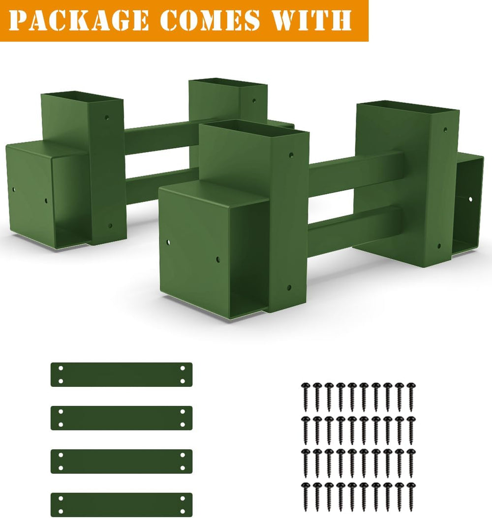 Outdoor Firewood Brackets Fire Wood Rack for 2x4 lumber, Green